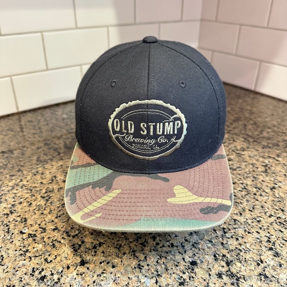 Old Stump Brewing‎ Co. Yupoong Hat Snapback Men's Adjustable Black Camo